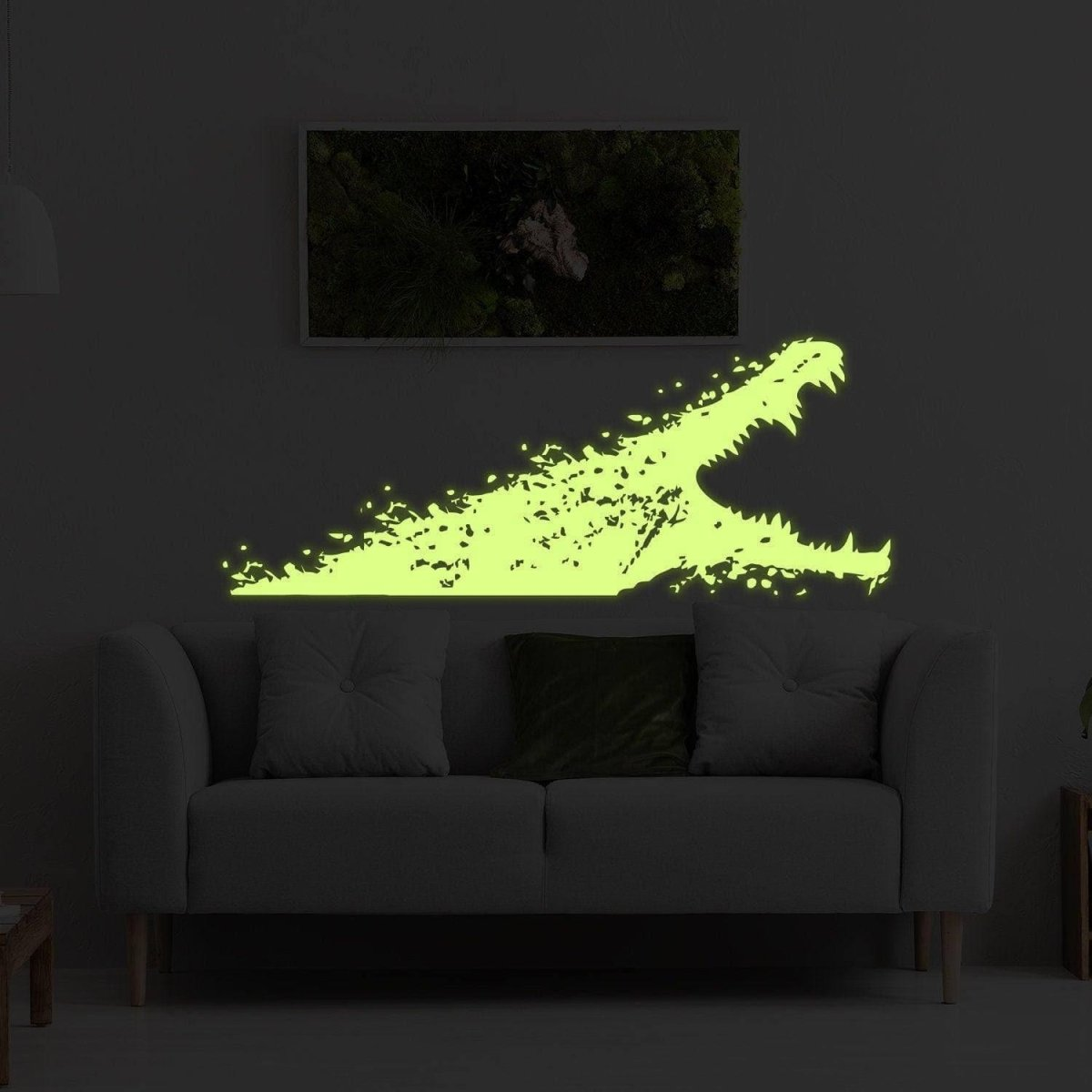 Glow In Dark Aligator Wall Sticker - Night Glowing Gator Vinyl Decal - Boy Or Girl Cut Alligator Mural - Realistic Luminescent Light Ghost
