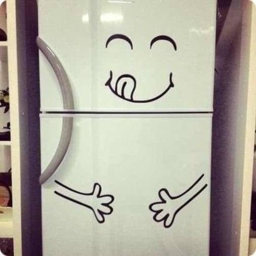 Kitchen Fridge Door Vinyl Cute Sticker - The Funny Die Cut Set Art Food Refrigerator Freezer Decal - Removable Label Skin Stick Peel Mural