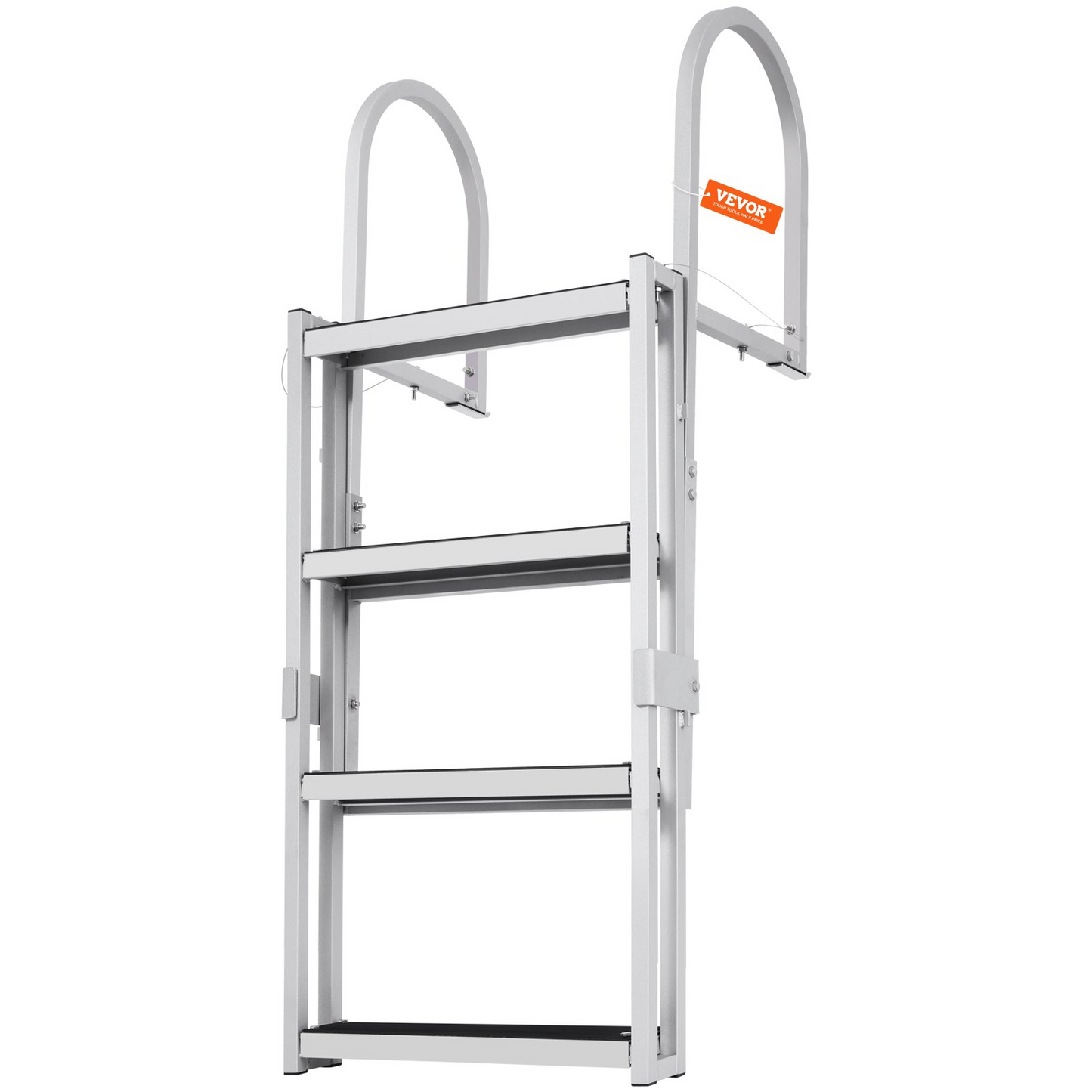 VEVOR Dock Ladder, Retractable 4 Steps, 350 lbs Load Capacity, Aluminum Alloy Pontoon Boat Ladder with 55.1''-67.1'' Adjustable Height, 4'' Wide Step & Rubber Mat, for Ship/Lake/Pool/Marine Boarding