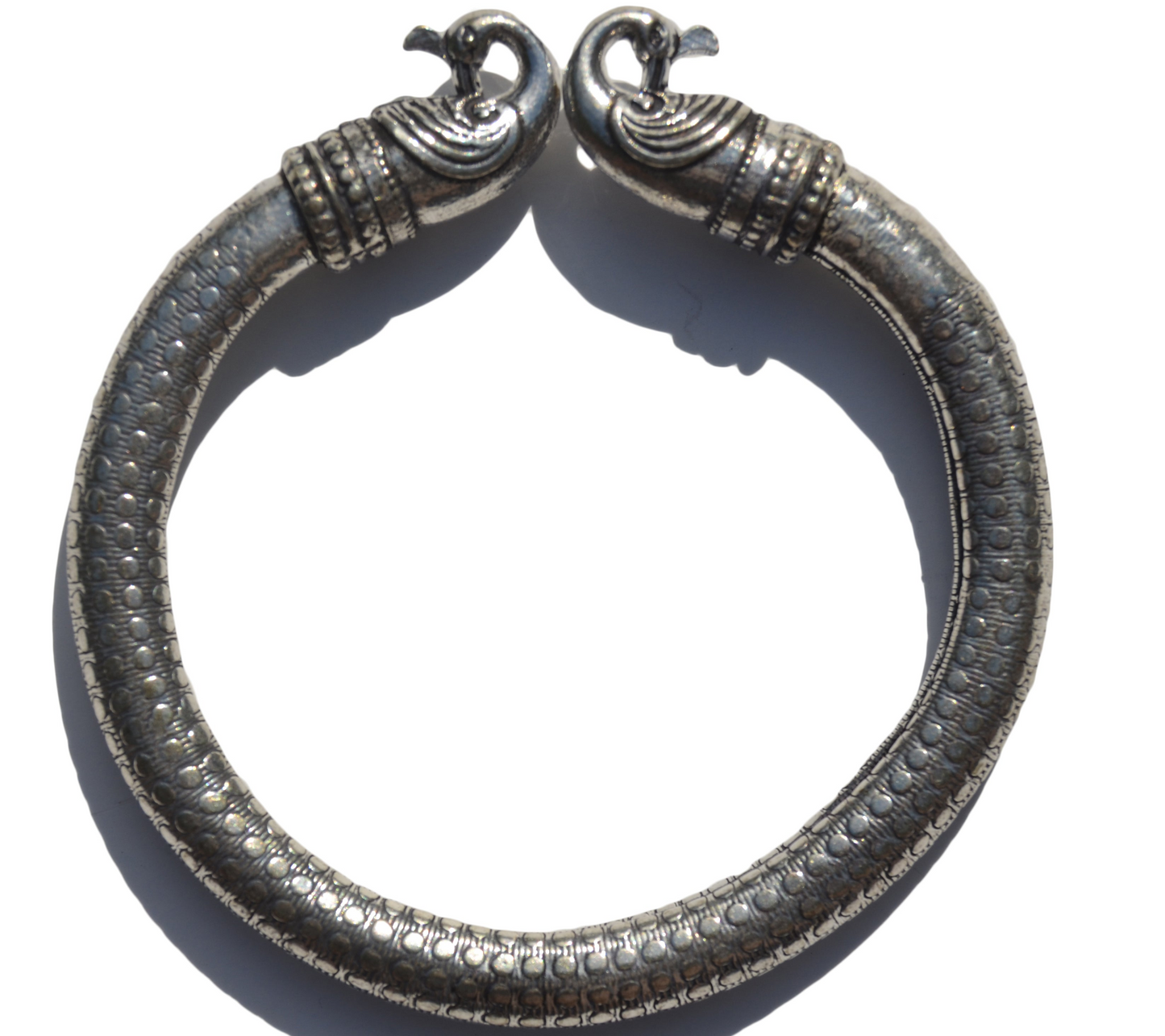 Antique Norse Peacock Head with Dotted Pattern Viking Bracelet