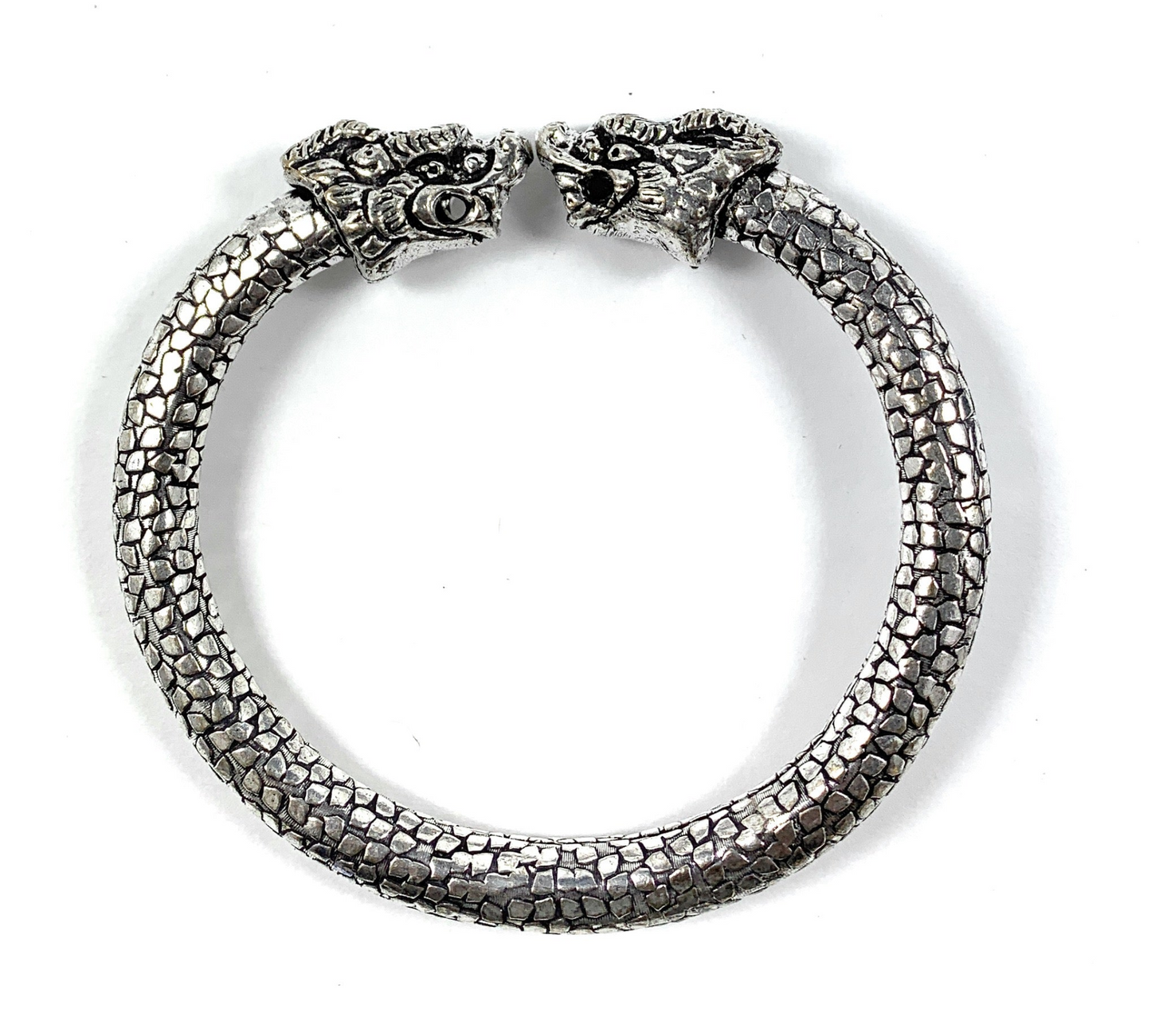 Antique Norse Viking Bracelet With Lion Heads & Snake Pattern