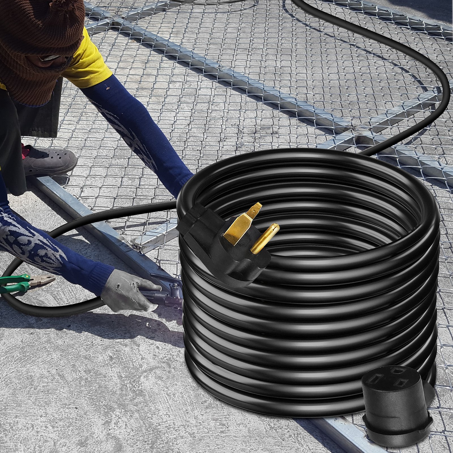 VEVOR Welder Extension Cord 40Amp 50ft 250V, Welding Power Cord with NEMA 6-50 Plug 8 Gauge 3 Prong for MIG,Lincoln,Plasma,Miller,TIG