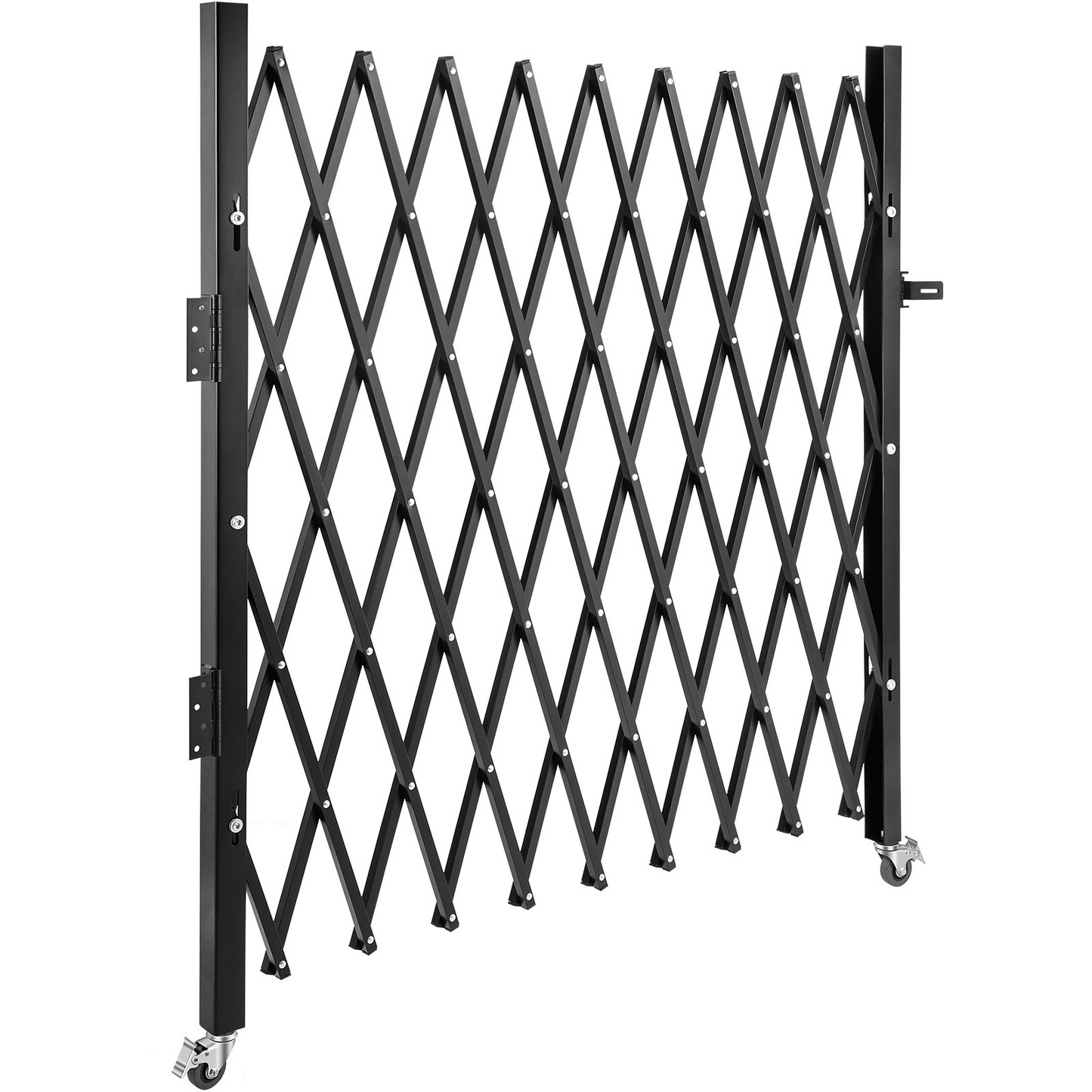 VEVOR Single Folding Security Gate, 6-1/2' H x 7-1/2' W Folding Door Gate, Steel Accordion Security Gate, Flexible Expanding Security Gate, 360° Rolling Barricade Gate, Scissor Gate/Door with Padlock
