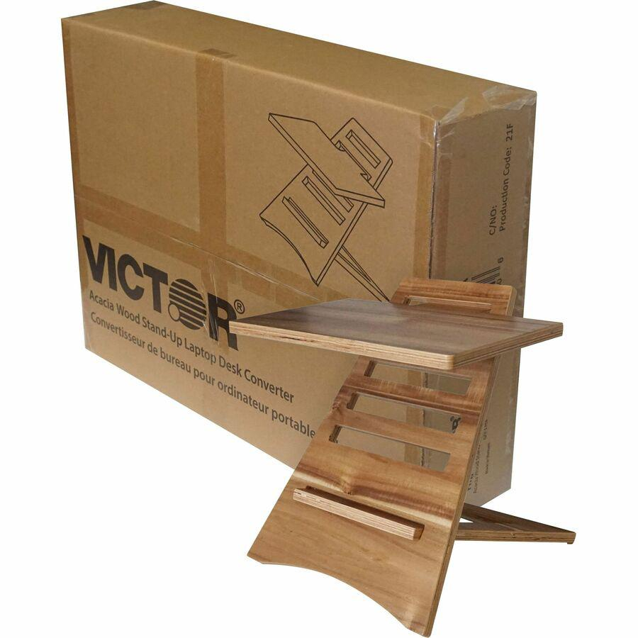Victor High Rise Laptop Riser - 10 lb Load Capacity - 16.5" Height x 17" Width - Acacia Wood - Natural