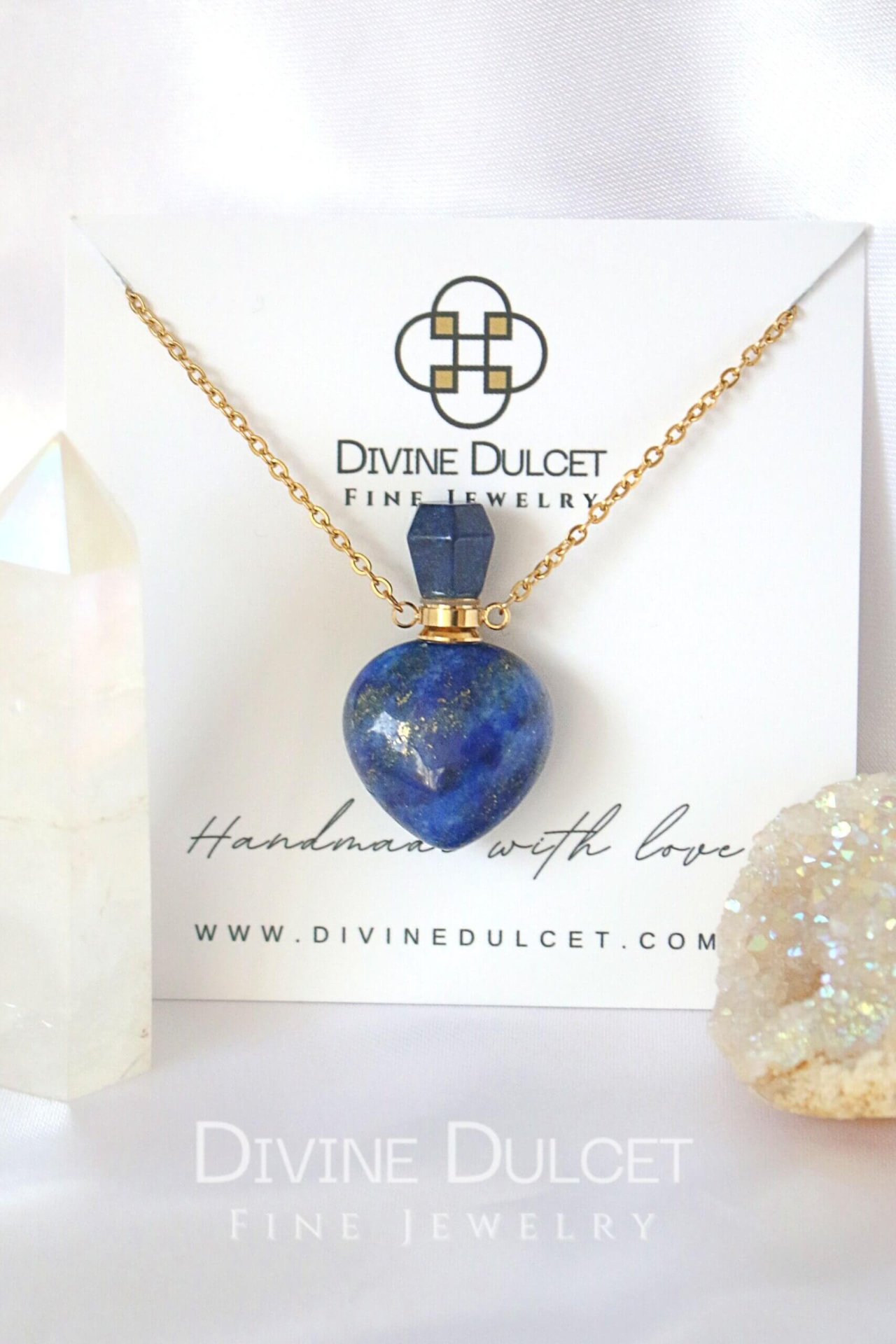 Royal Bottle | 24K Natural Lapis Lazuli Crystal Bottle Necklace