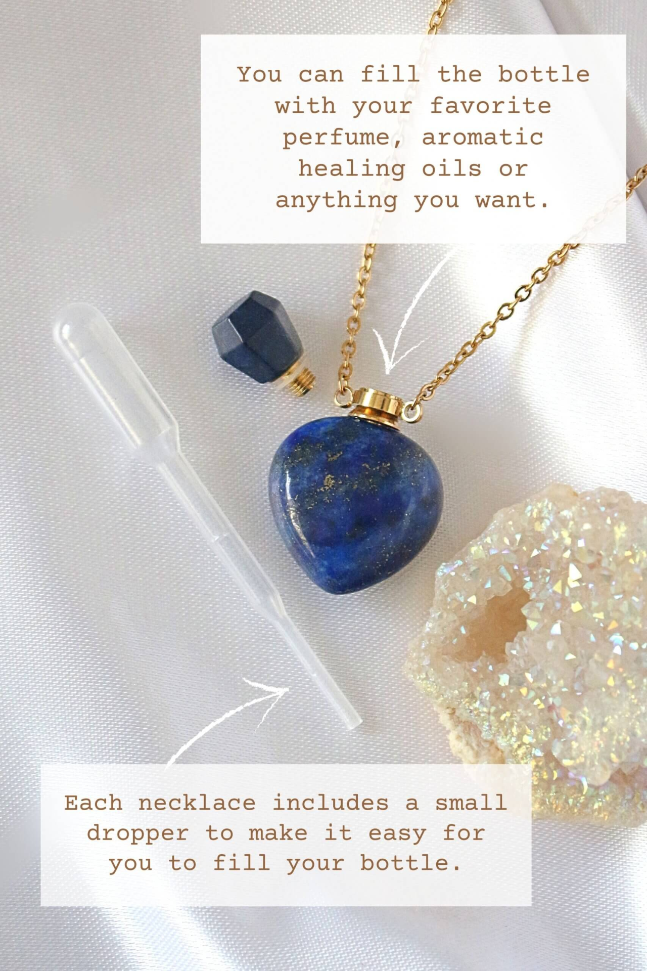 Royal Bottle | 24K Natural Lapis Lazuli Crystal Bottle Necklace