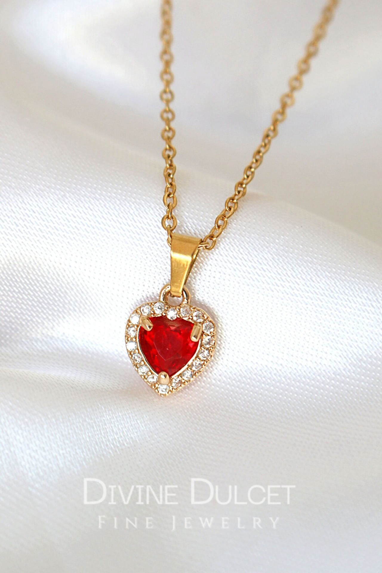 Darling | 24K Red CZ Heart Necklace