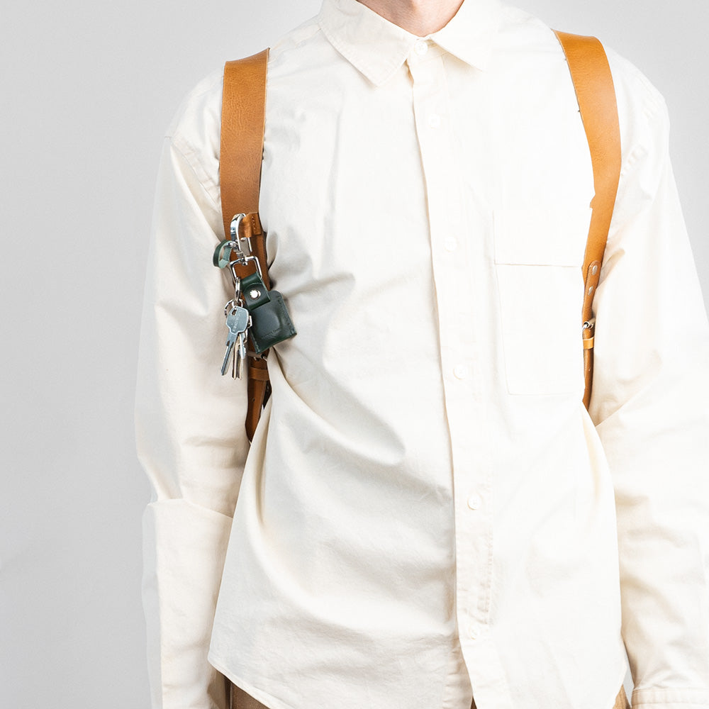 Leather laptop backpack - The Minimalist (Camel)
