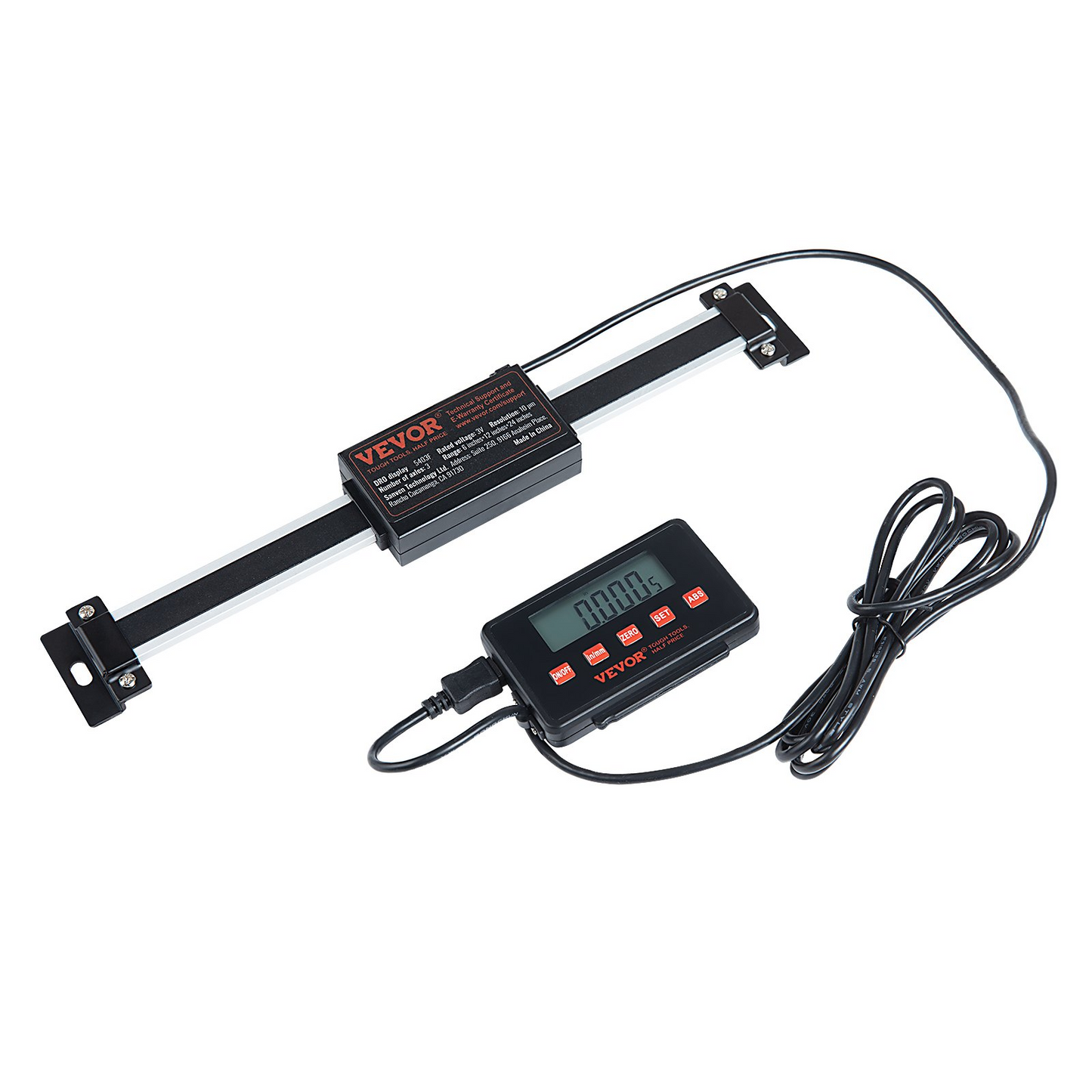 VEVOR Digital Readout, 6'' & 12'' & 24'', Linear Scale 3 Axis DRO Display Kit with L-Shaped Brackets Z-Shaped Brackets Thickened Plates Screws Button Cells