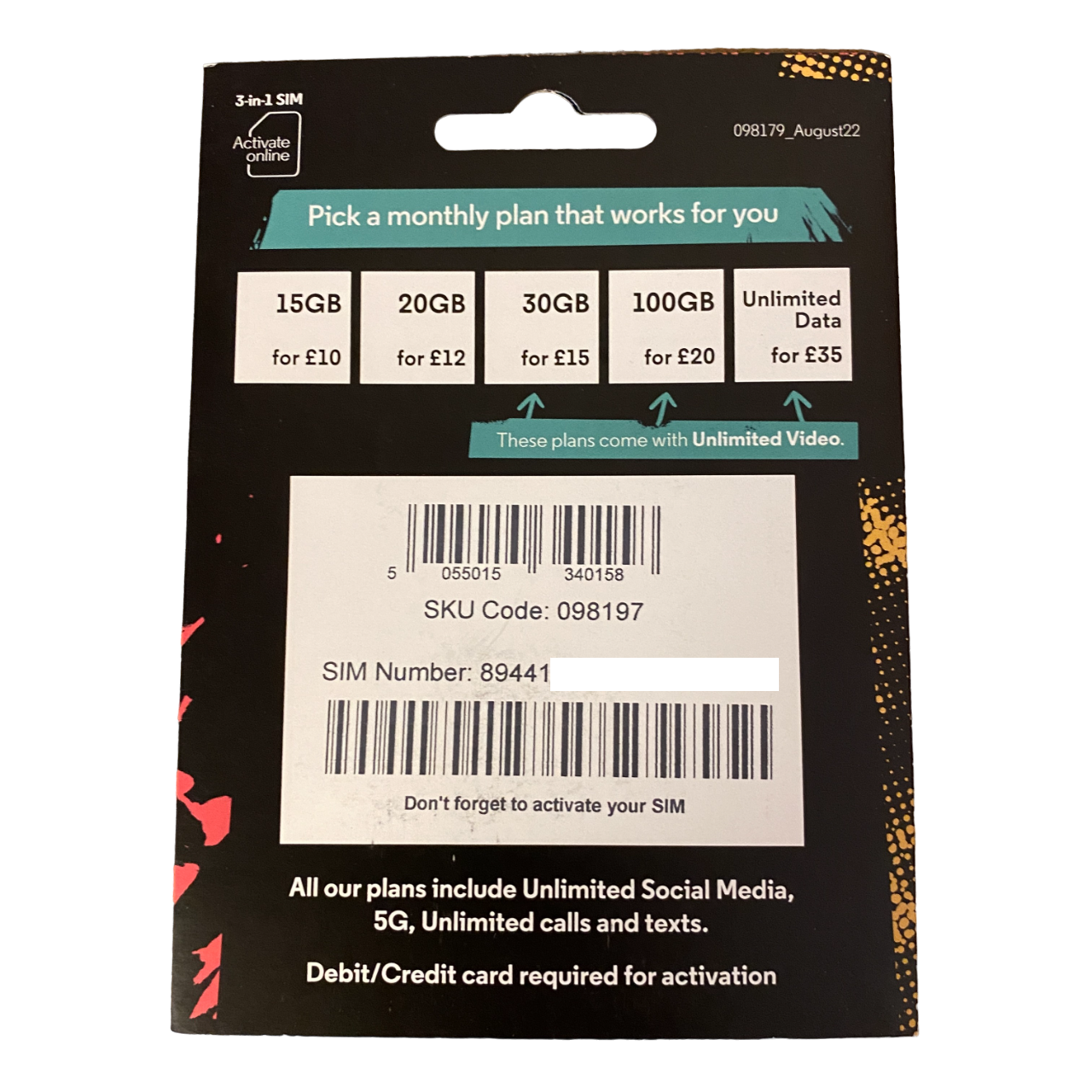 Voxi Pay As You Go Sim Card