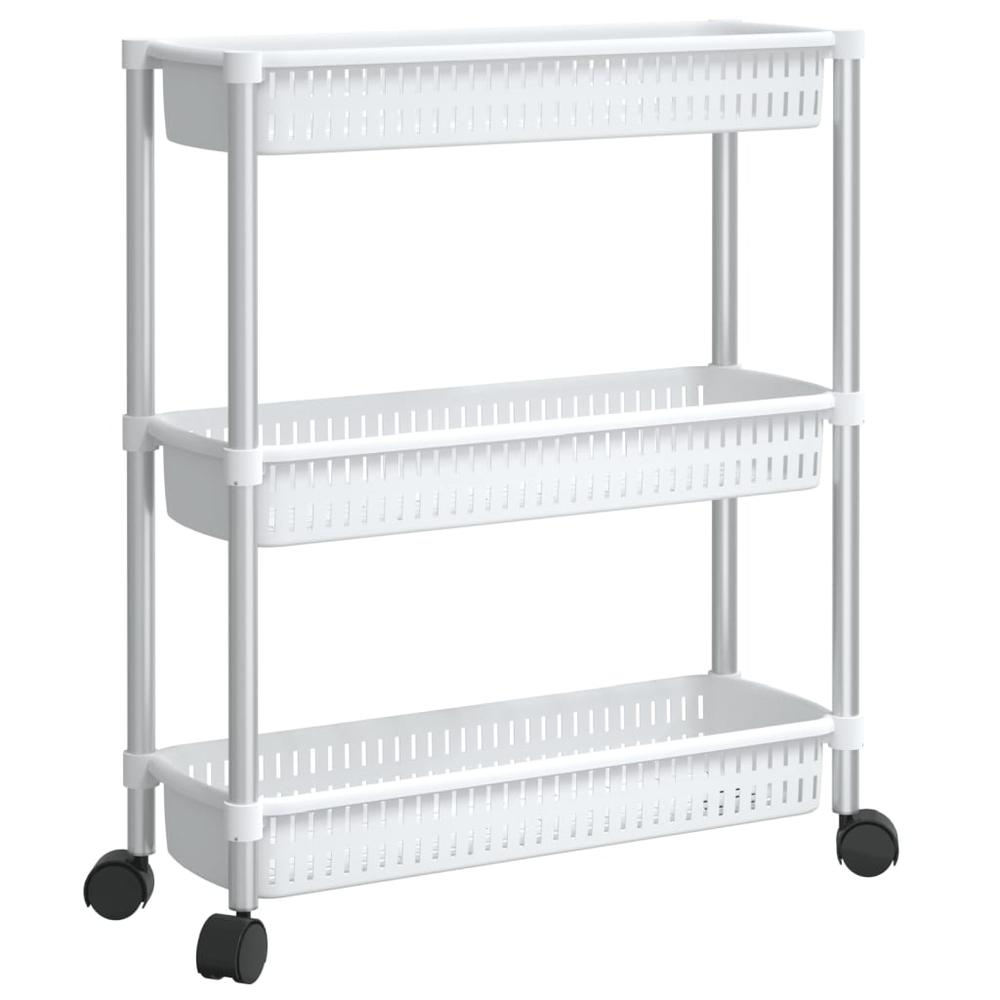 3-Tier Storage Trolley Silver and White Aluminum