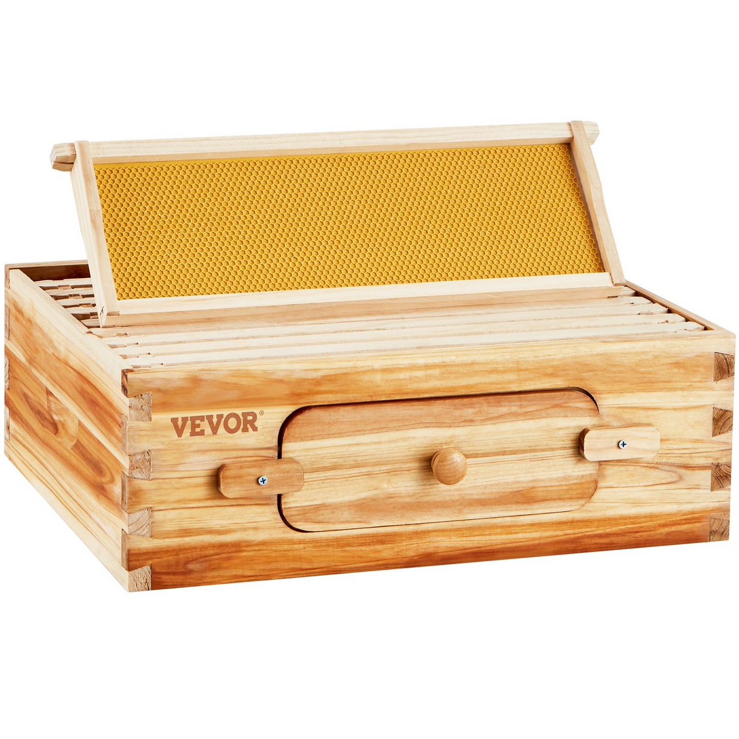 VEVOR Bee Hive Medium Box Starter Kit, 100% Beeswax Coated Natural Cedar Wood, Langstroth Beehive Kit with 10 Frames and Foundations, Transparent Acrylic Bee Windows for Beginners and Pro Beekeepers