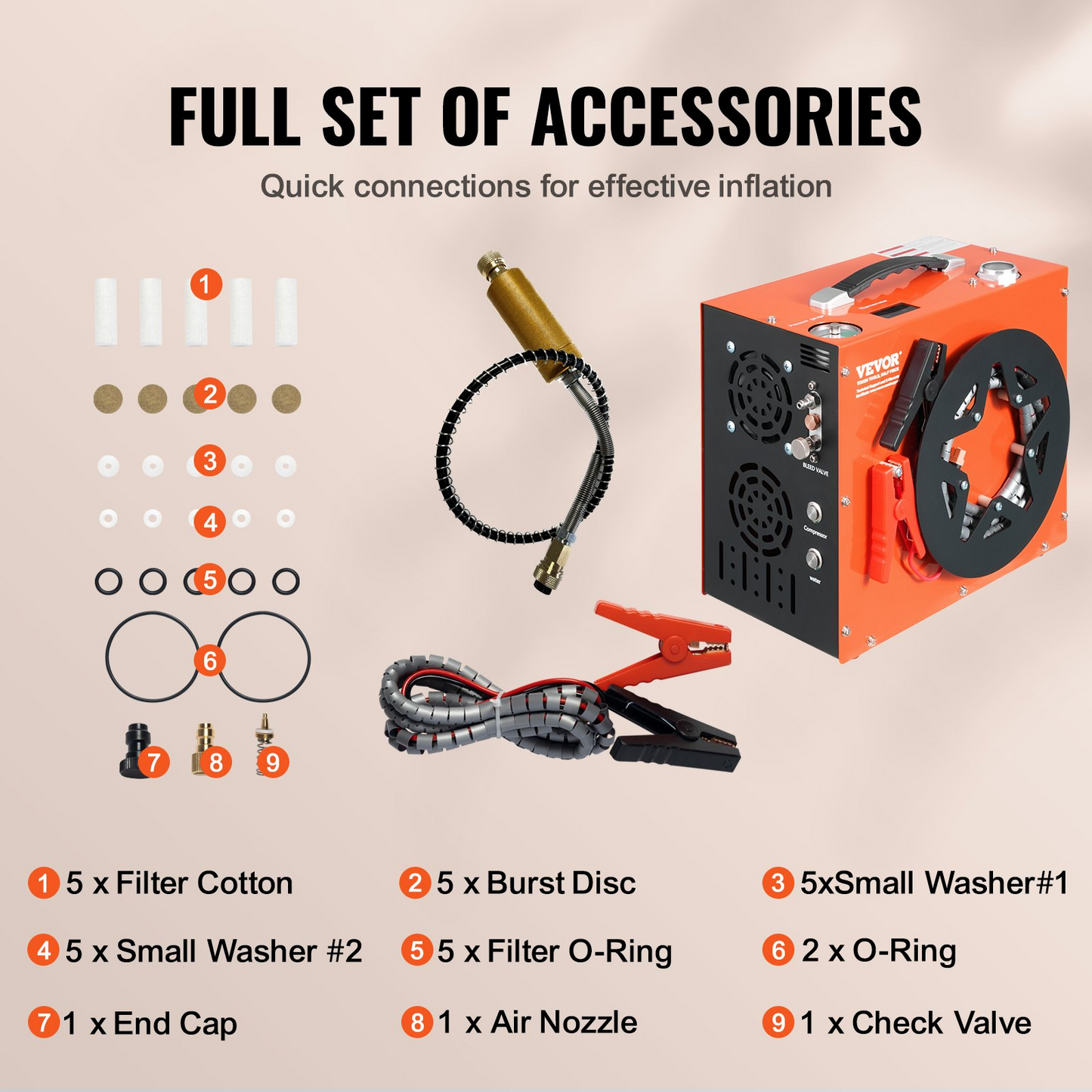 VEVOR PCP Air Compressor, 4500PSI/30Mpa Portable PCP Airgun Compressor - Built-in Water and Fan Cooling System, Auto-Stop | DC12V/AC120V Paintball Tank Compressor for Air Rifle, Scuba Diving Bottle