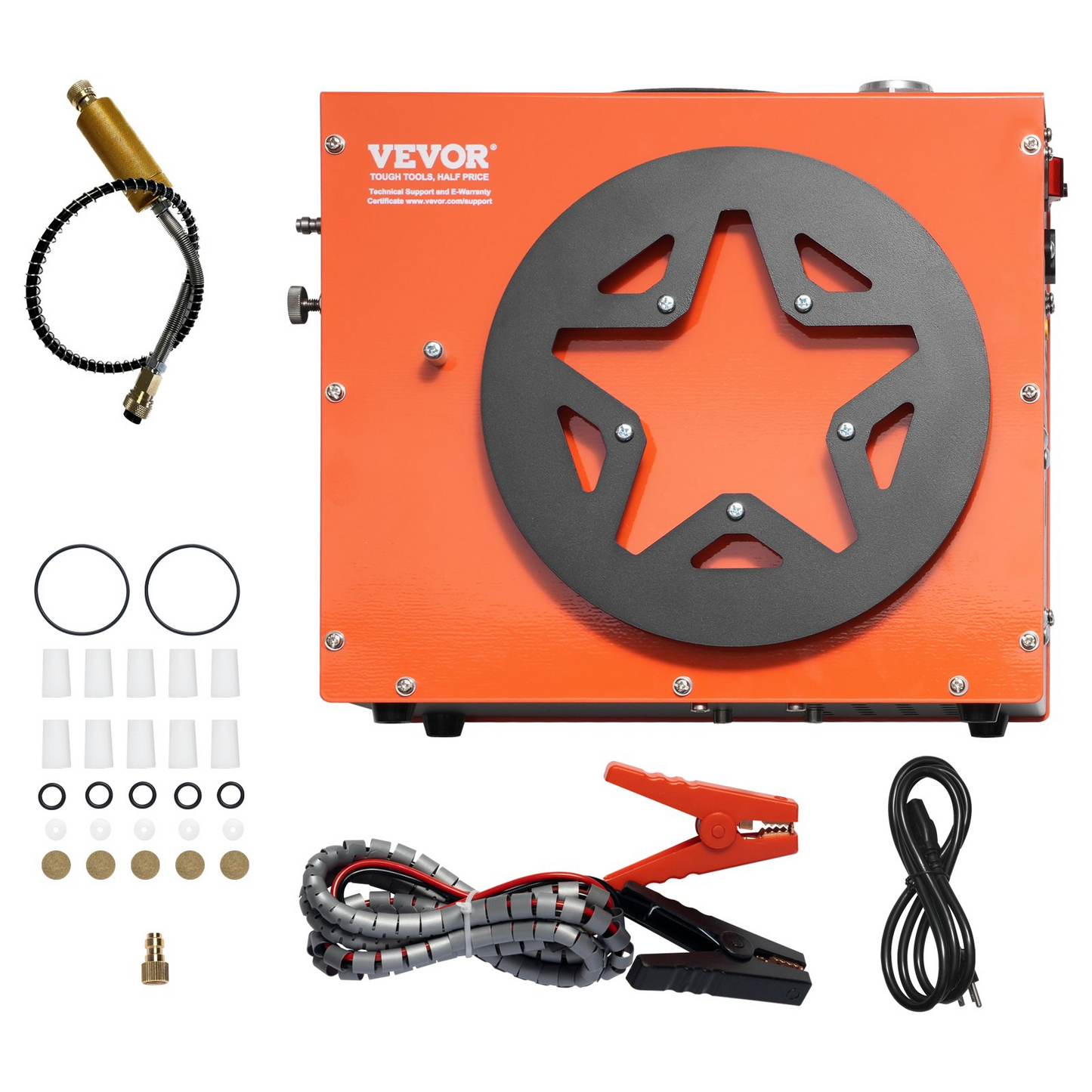 VEVOR PCP Air Compressor, 4500PSI/30Mpa Portable PCP Airgun Compressor - Built-in Water and Fan Cooling System, Auto-Stop | DC12V/AC120V Paintball Tank Compressor for Air Rifle, Scuba Diving Bottle