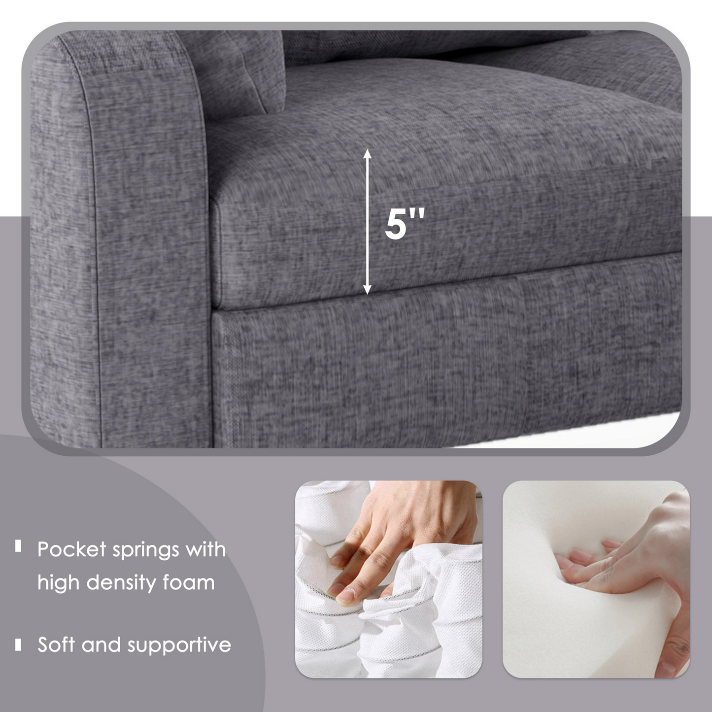 87" Modern Sectional Sofa with coffee table,6-Seat Couch Set with Storage Ottoman,Various Combinations,L-Shape Indoor Furniture with Unique Armrests for Living Room,Apartment, 2 Colors(6 pillows)
