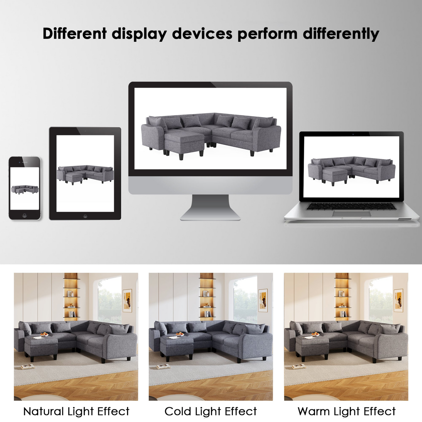 87" Modern Sectional Sofa with coffee table,6-Seat Couch Set with Storage Ottoman,Various Combinations,L-Shape Indoor Furniture with Unique Armrests for Living Room,Apartment, 2 Colors(6 pillows)