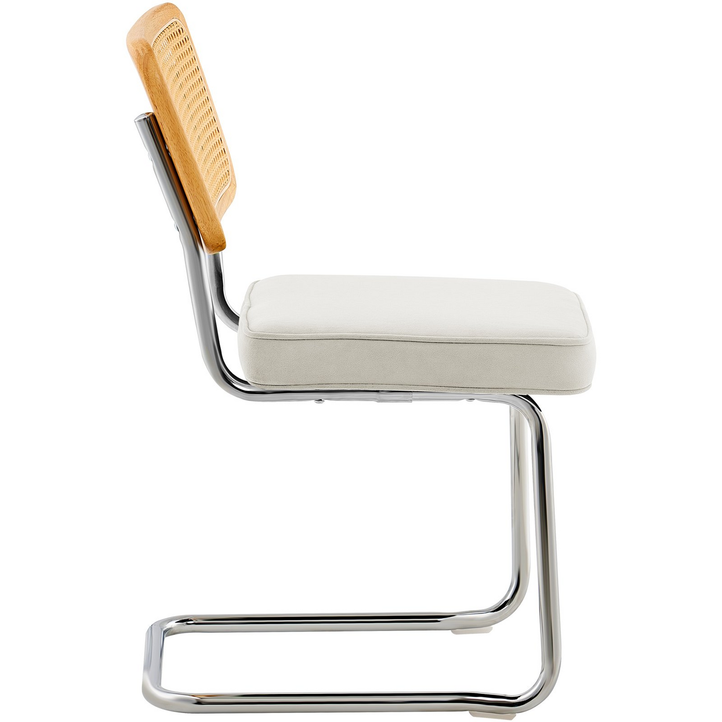 VEVOR Rattan Dining Chairs Set of 4, Mid Century Modern Dining Chair, Upholstered Velvet Accent Chair with Rattan Back, Retro Dining Room Kitchen Chair for Living Room, Bedroom, Office (18.1 Inch)