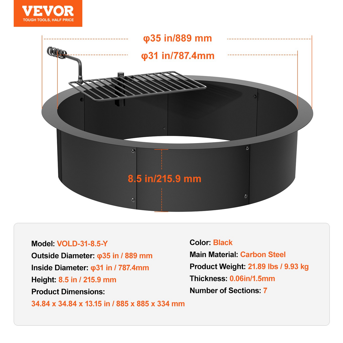 VEVOR Measuring Rod 20-Feet/10ths 6 Sections Telescopic Grade Rod 1/10ft w/ Bag