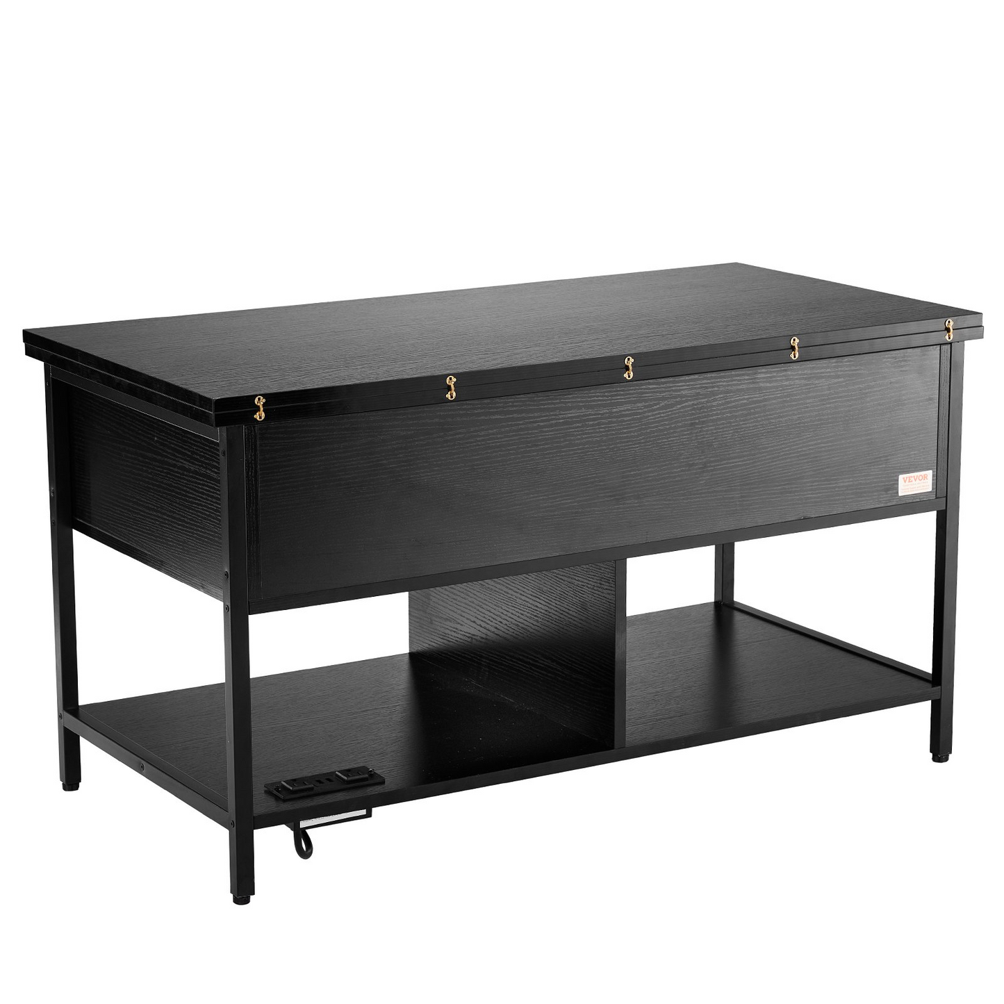 VEVOR Lift Top Coffee Table 39.4" Rectangle Coffee Table with Light & USB Black