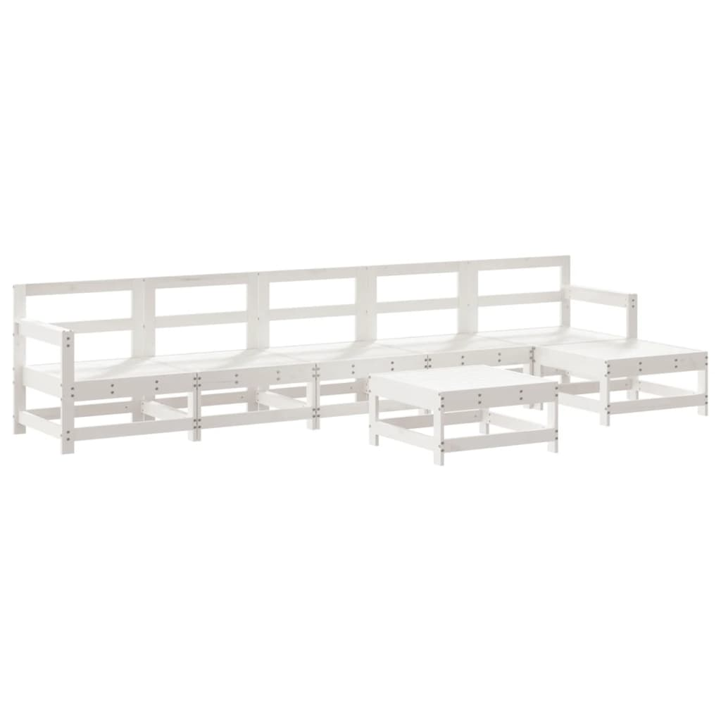 vidaXL 7 Piece Patio Lounge Set White Solid Wood Pine