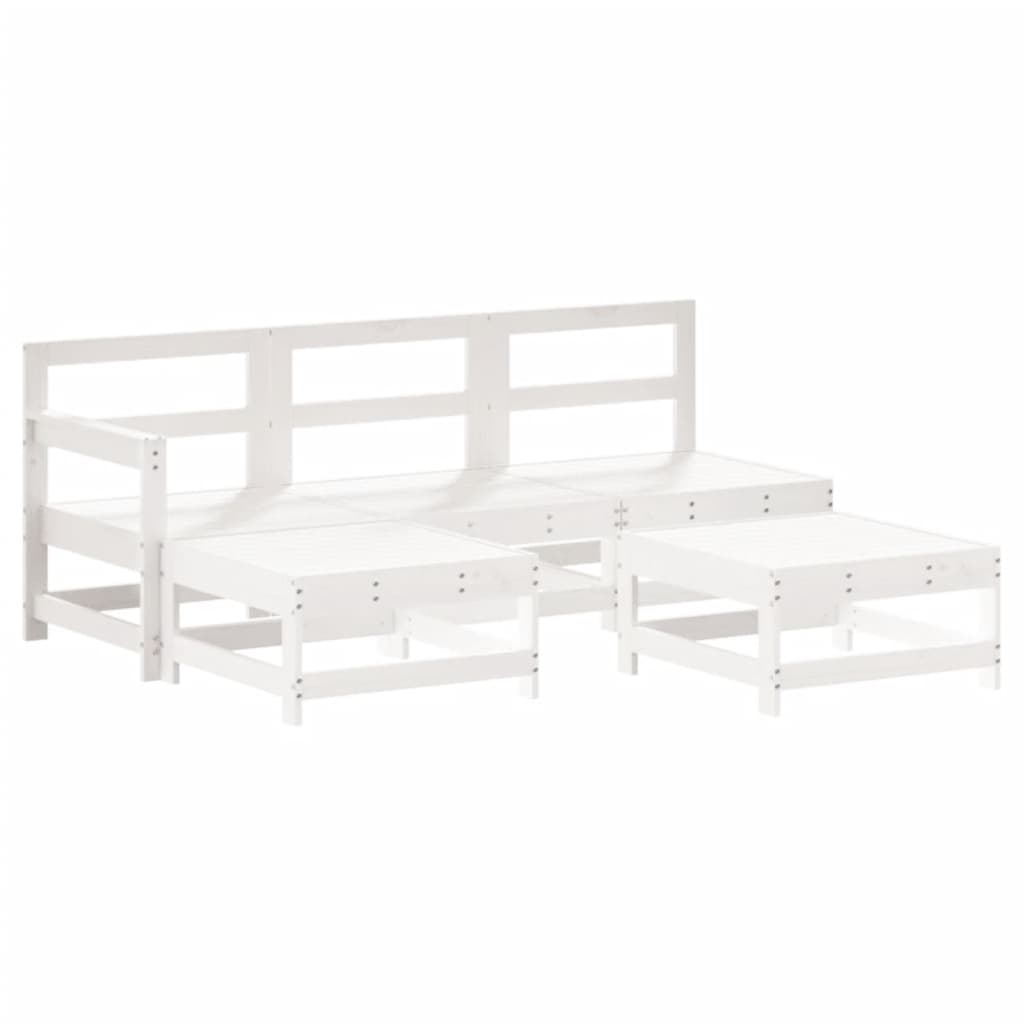 vidaXL 5 Piece Patio Lounge Set White Solid Wood Pine