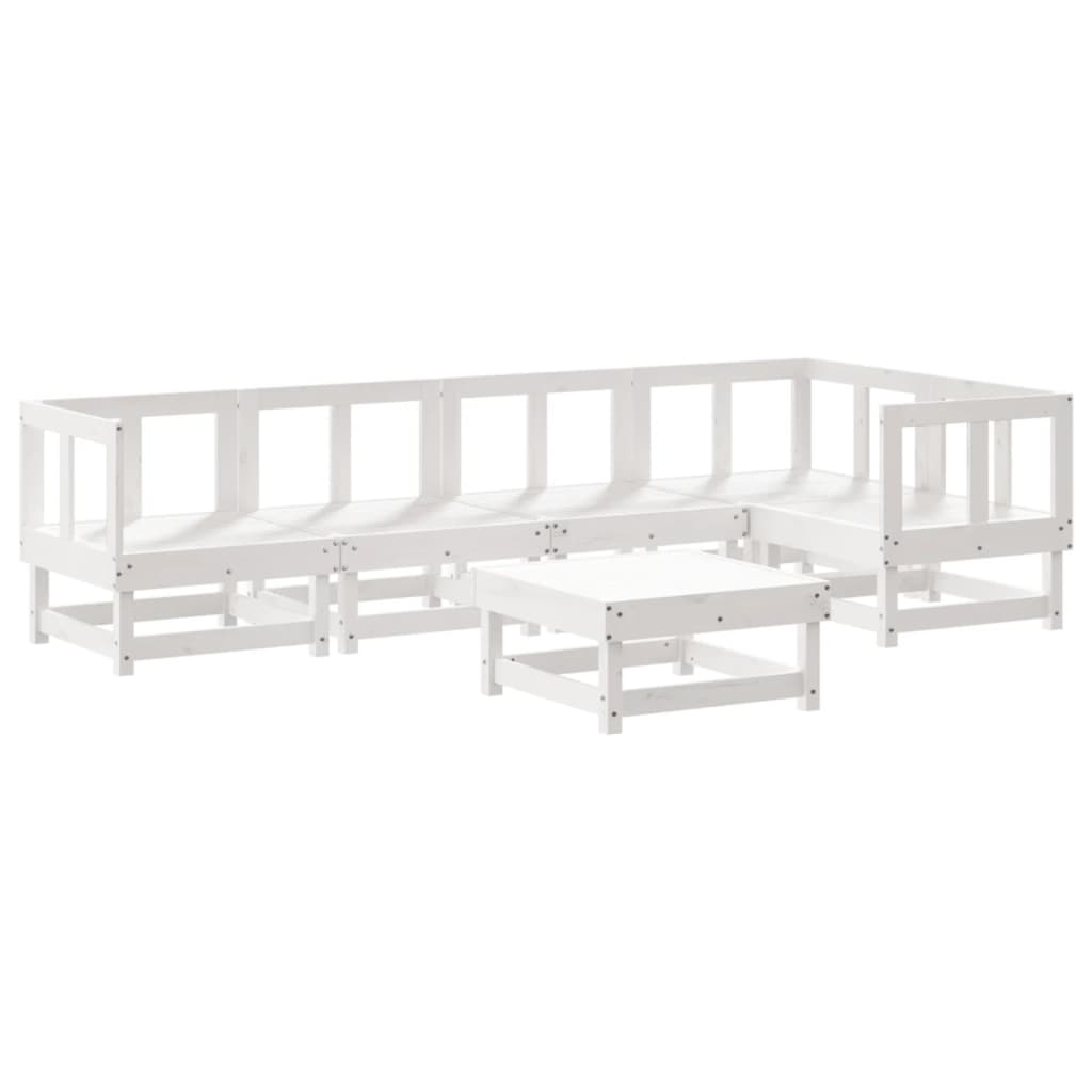 vidaXL 6 Piece Patio Lounge Set White Solid Wood Pine