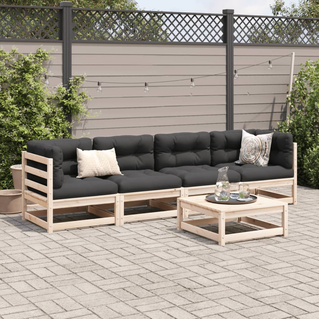 vidaXL 5 Piece Patio Sofa Set Solid Wood Pine