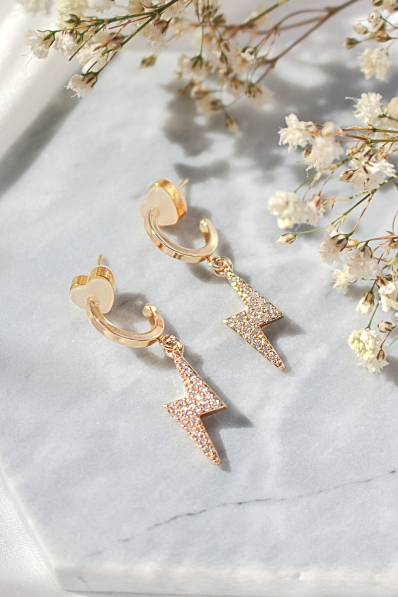 "Stormy" | 24K CZ Lighting Bolt Earrings