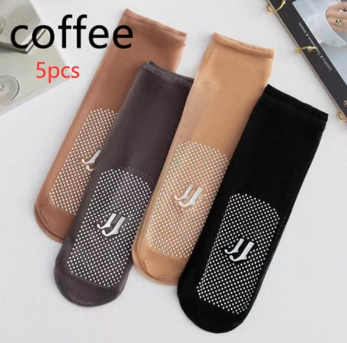 Ultra-thin Seamless Glue Dispensing Non-slip Massage Footbed Short Stockings