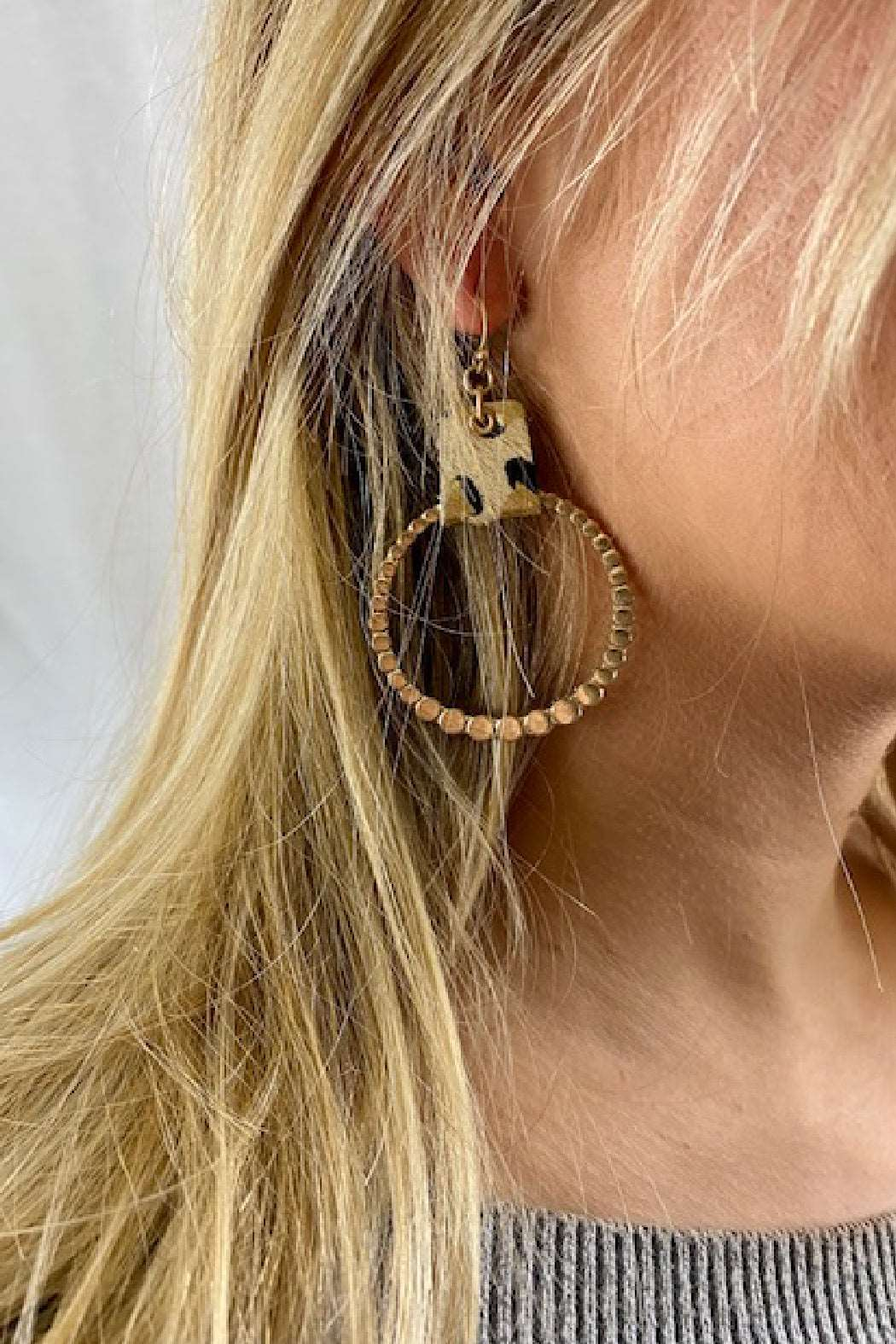 Leopard Tab Hoop Earrings