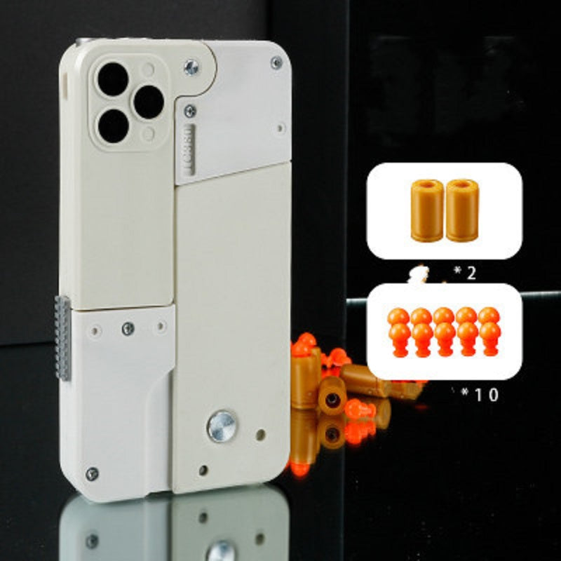 Harmless Folding Pistol Bullet Automatic Shell Throwing Toy Creative Soft Mobile Phone Appearance Gun Outdoor Interactive Kid Gift