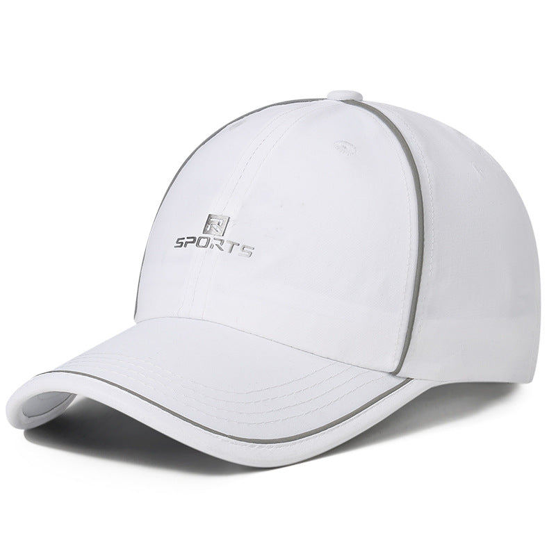 The New Style Fluorescent Strip Beanie Baseball Cap With A Curved Brim And A Chin Strap, In Korean Version, Is Suitable For Outdoor Cycling.