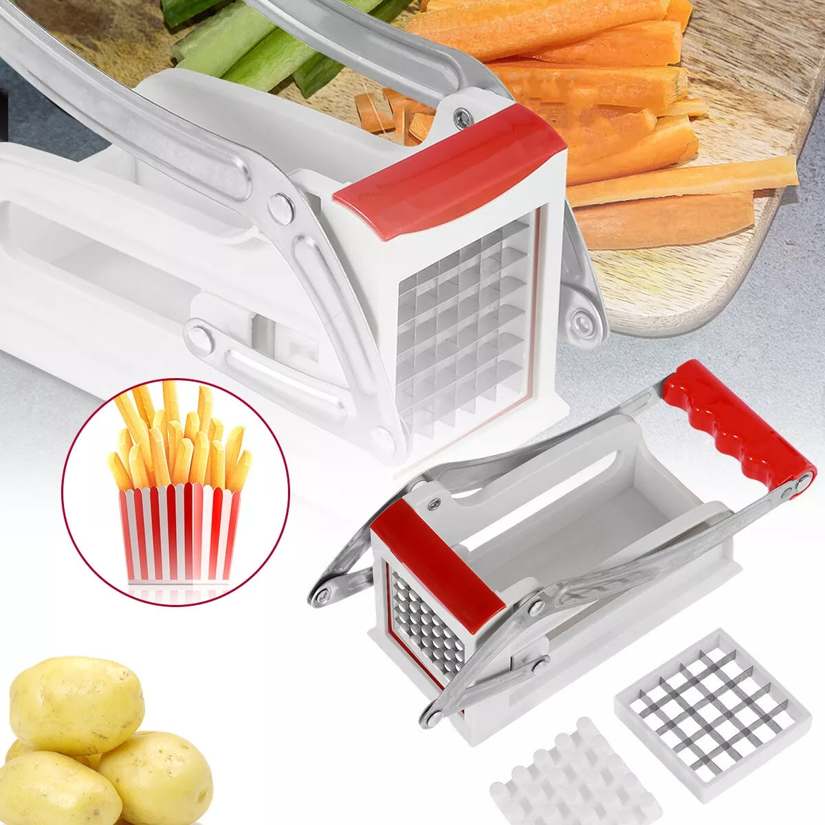 Potato Chipper Slicer French Fries Maker Vegetables Carrots Chip Chopper Cutter