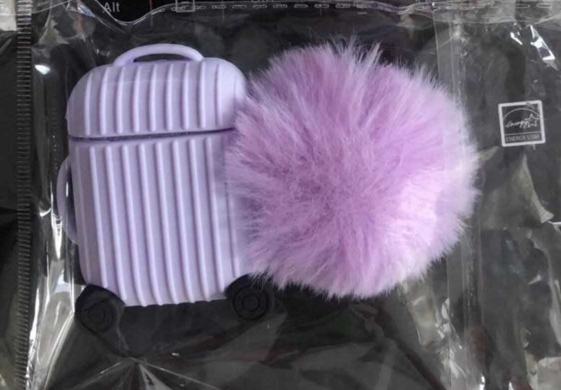 Compatible with Apple, Suitcase AirPods Case Pom Pom Bundle