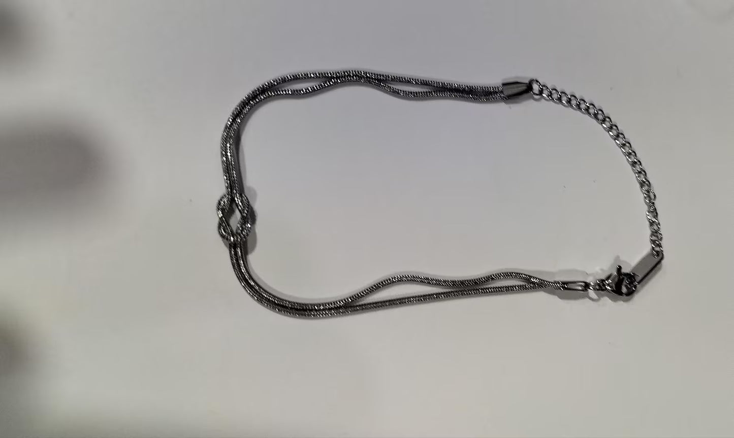 Stainless Steel Valentine's Day Knot Snake Chain Necklace Hand Knotted Bracelet