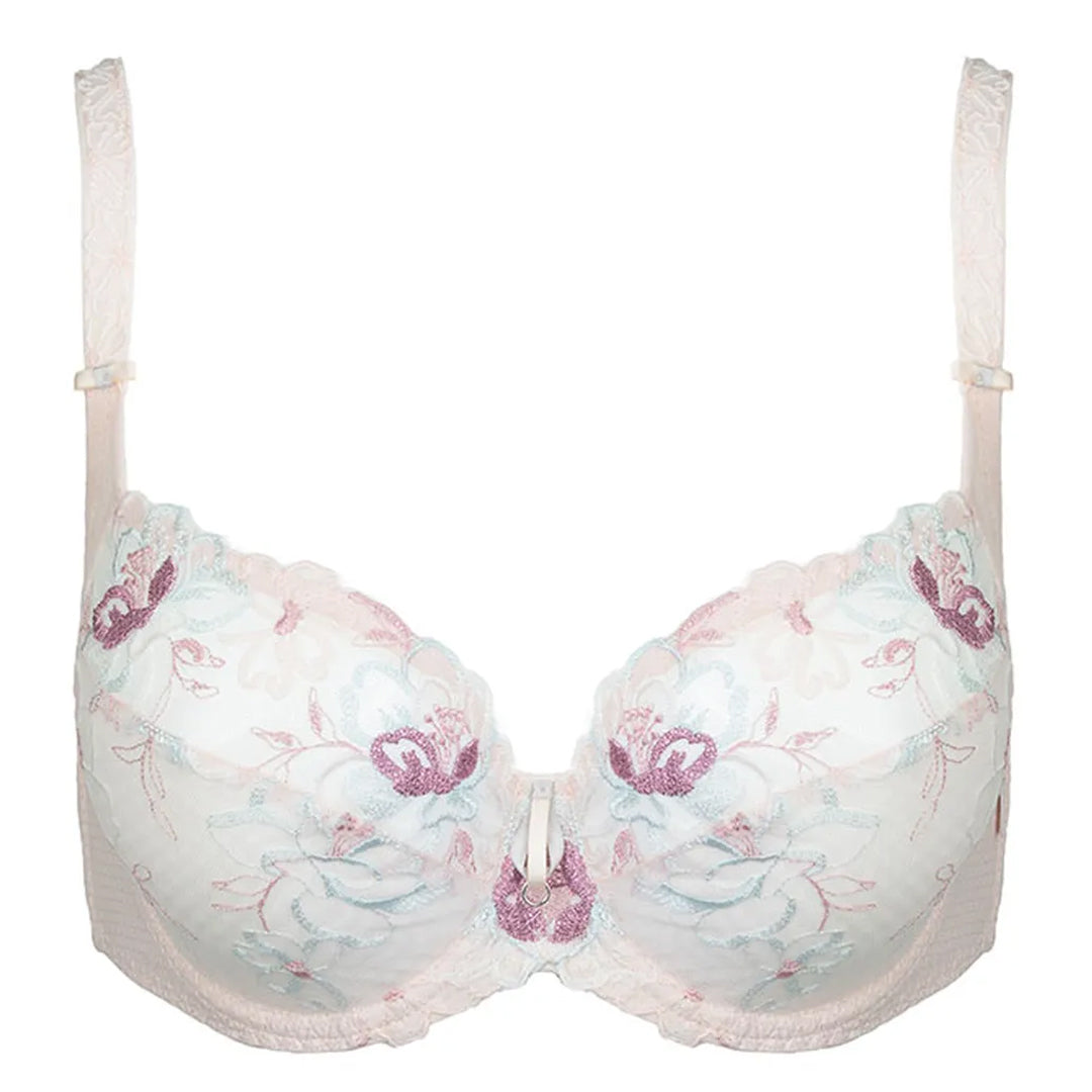 Sheer Mesh Lace Demi Cup Bra Bisquit