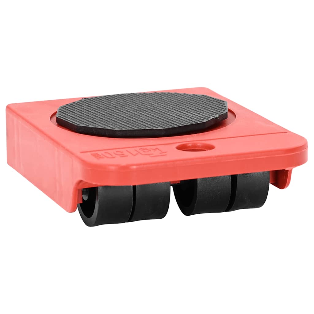 Furniture Casters, 8 Pieces with Lifters, Red, 9.8x7.5x3 cm, 150 kg