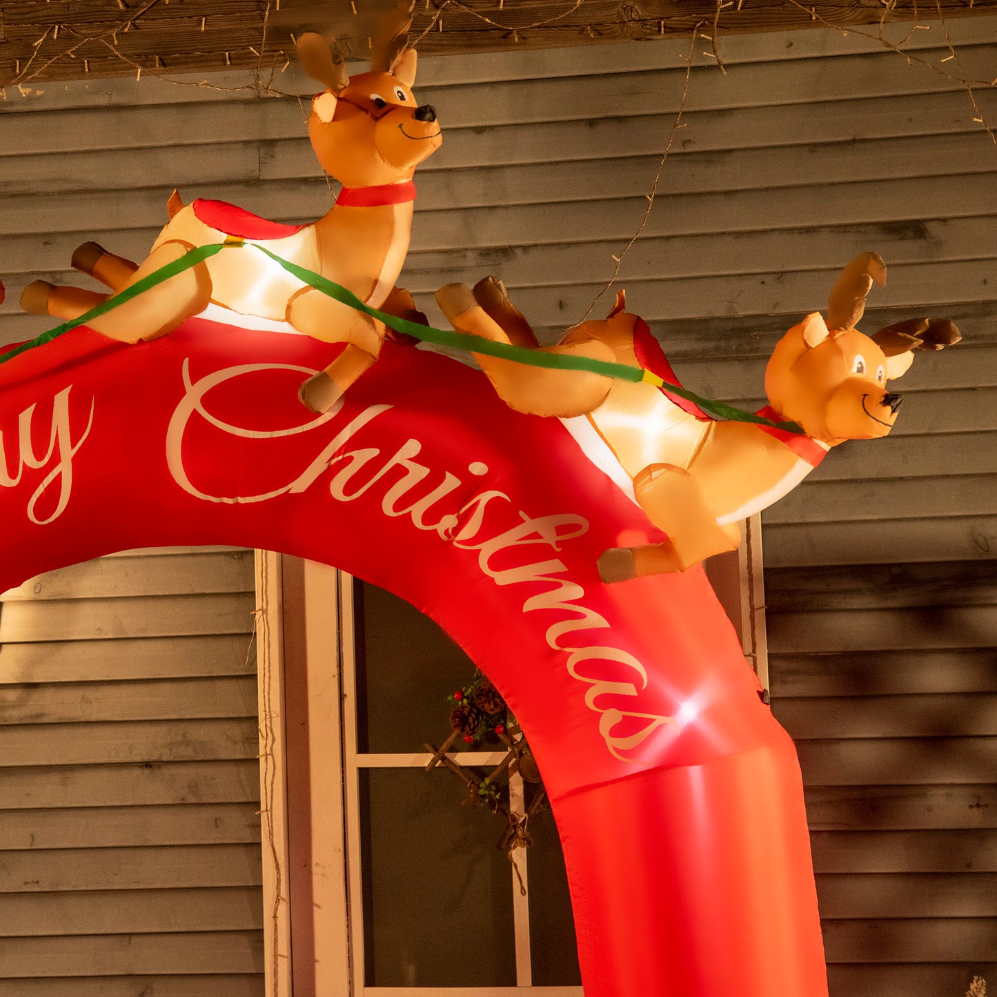 Christmas Inflatables Outdoor Decorations Arch with Santa Claus Riding a Sled