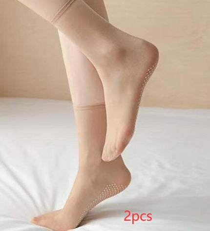 Ultra-thin Seamless Glue Dispensing Non-slip Massage Footbed Short Stockings