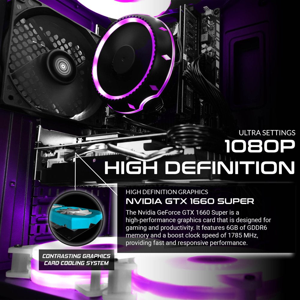 T104 Gaming PC Desktop Tower I5-3570 3.4Ghz, 512GB, 16Gb,Geforce 1660S 6Gb,Windows 10,23.8" LCD