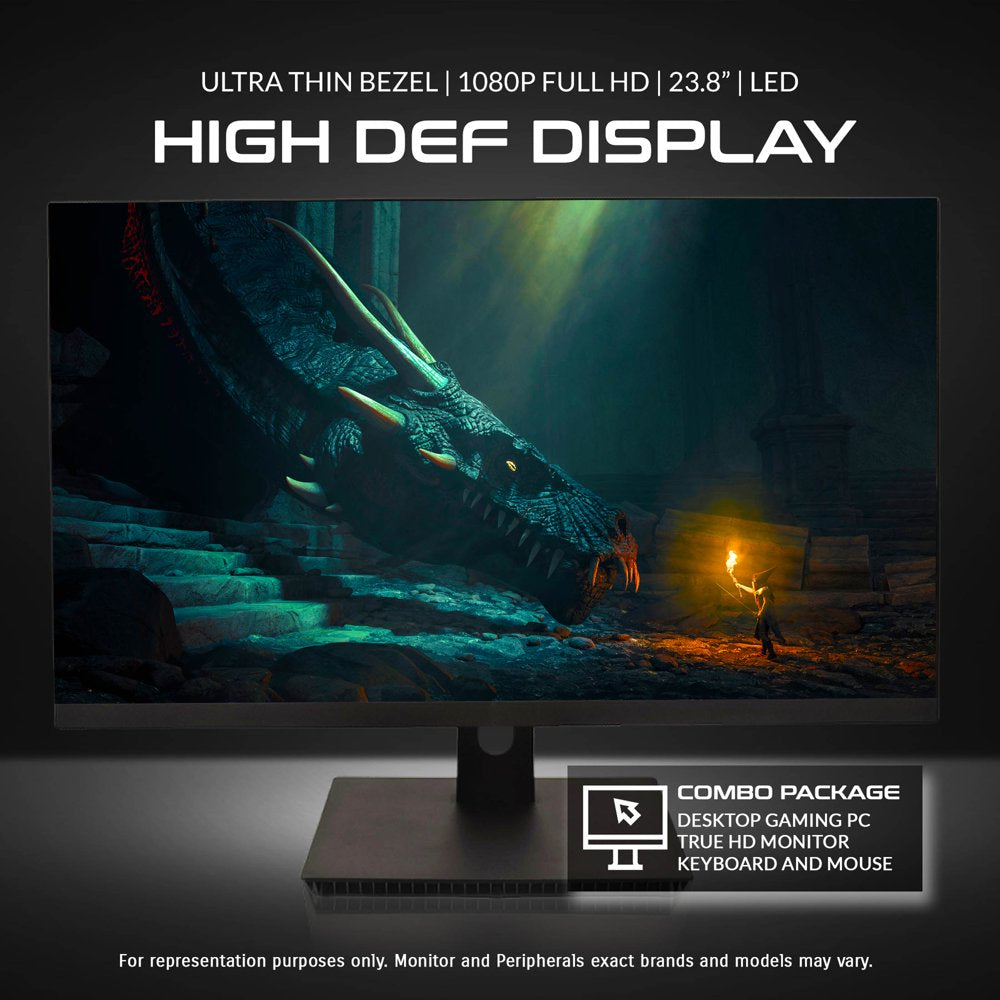 T104 Gaming PC Desktop Tower I5-3570 3.4Ghz, 512GB, 16Gb,Geforce 1660S 6Gb,Windows 10,23.8" LCD