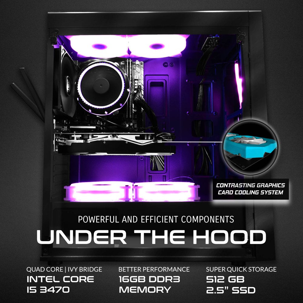 T104 Gaming PC Desktop Tower I5-3570 3.4Ghz, 512GB, 16Gb,Geforce 1660S 6Gb,Windows 10,23.8" LCD