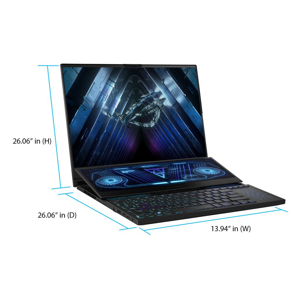 ROG Zephyrus Duo Gaming Laptop, 16” QHD, NVIDIA RTX 4080, AMD Ryzen 9 7945HX, 32GB DDR5, 1TB SSD, Win 11 Pro, GX650PZ-XS96