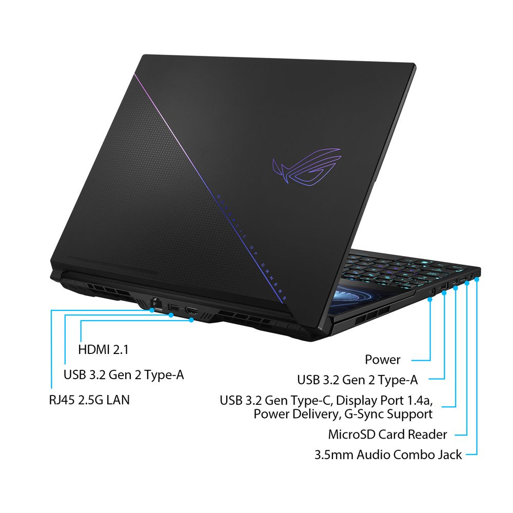 ROG Zephyrus Duo Gaming Laptop, 16” QHD, NVIDIA RTX 4080, AMD Ryzen 9 7945HX, 32GB DDR5, 1TB SSD, Win 11 Pro, GX650PZ-XS96
