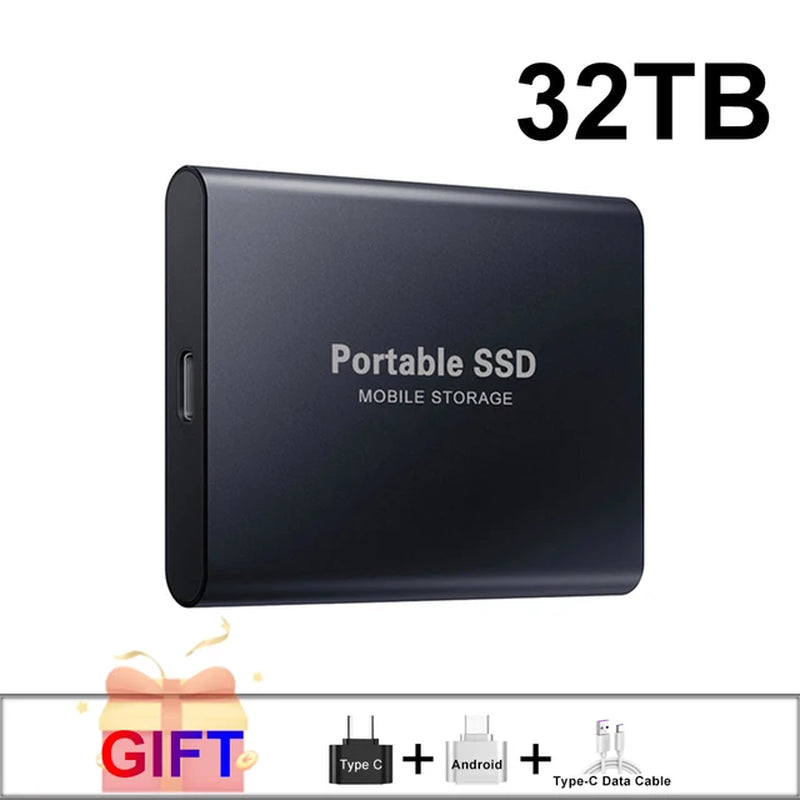 100% Original Black SSD 1TB 2TB TYPE-C USB 3.1 Portable SSD Sata 4TB 8TB Disco Duro Externo Pen Drive 16TB Usb Flash Hard Drive