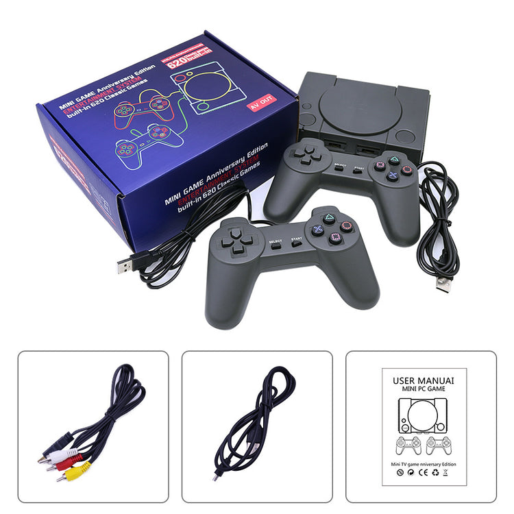 a video game console with a box and cables