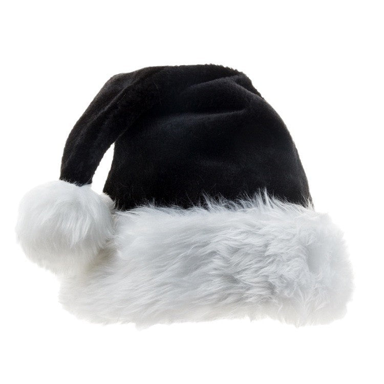 a black and white santa hat
