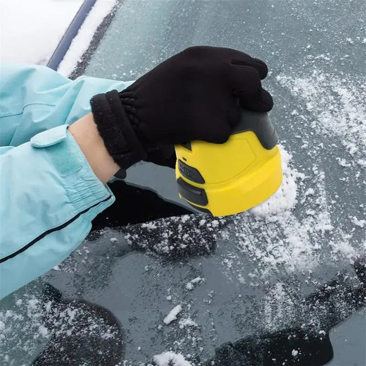 a person using a yellow and black device to clean a windshield