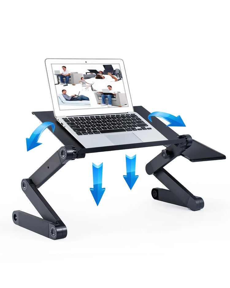 a laptop on a stand