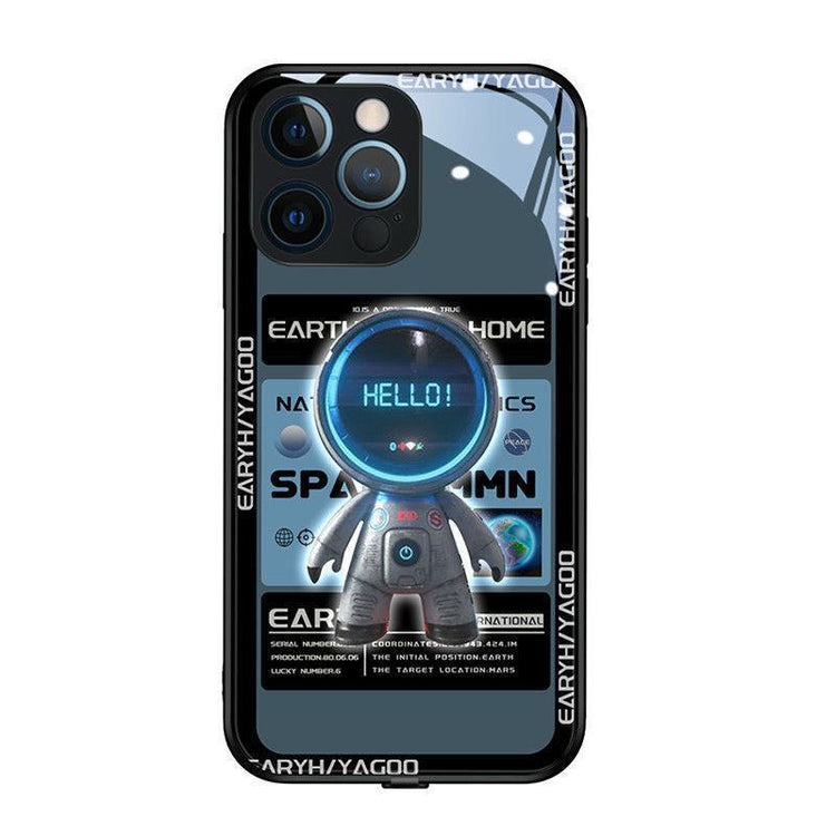 a cell phone with a screen and a picture of a robot